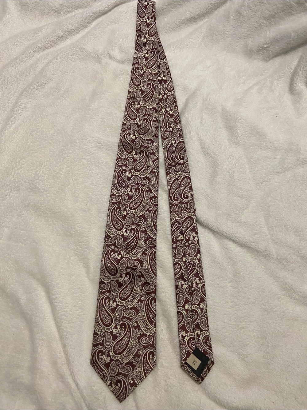 Burberry Burgundy and Cream Paisley Silk Tie
